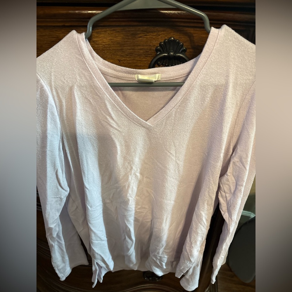 Matty Light Pink V-Neck Women's Sweatshirt